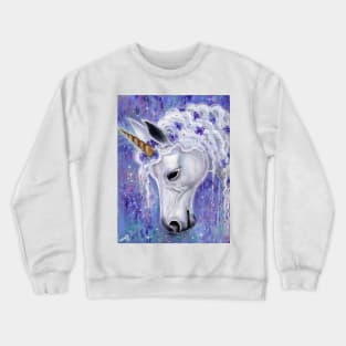 Unicorn with flowers by Renee Lavoie Crewneck Sweatshirt